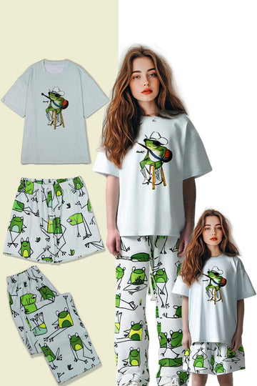 Vert clair Mignon Animal Print Pyjama familial assorti